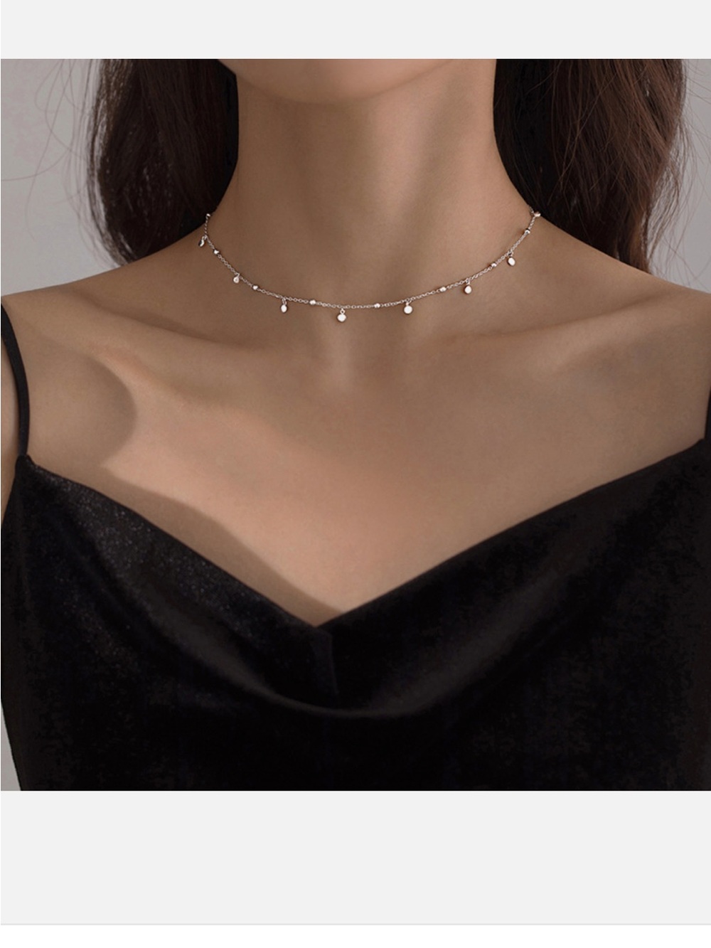 Minimal Silver Disc Dainty Choker Necklace - Women Jewelry